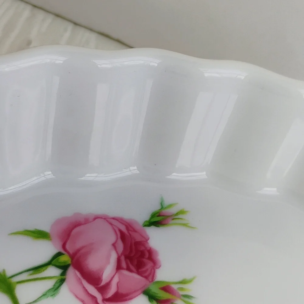 Vintage Christineholm Ceramic Quiche Dish Roses Fluted G-4 - Picture 7 of 15